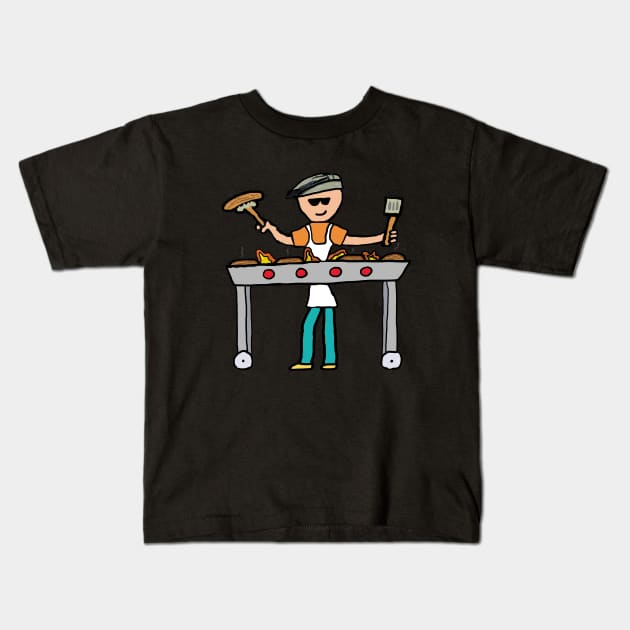 Barbecue Grillmaster BBQ Kids T-Shirt by Mark Ewbie